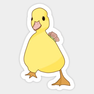 Cute duck with flower Sticker